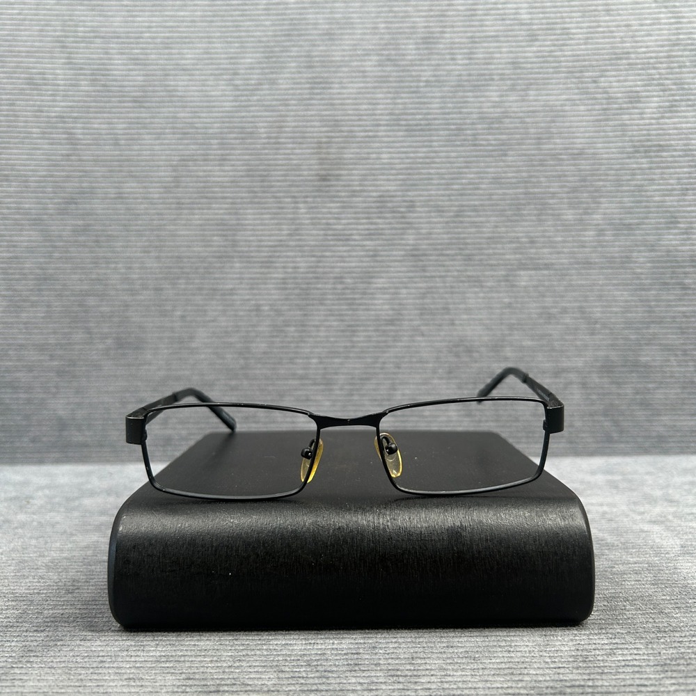 Di Gianni Italian Design DG013 Matte Black Silver Rectangular Y2k Eyeglass Frame